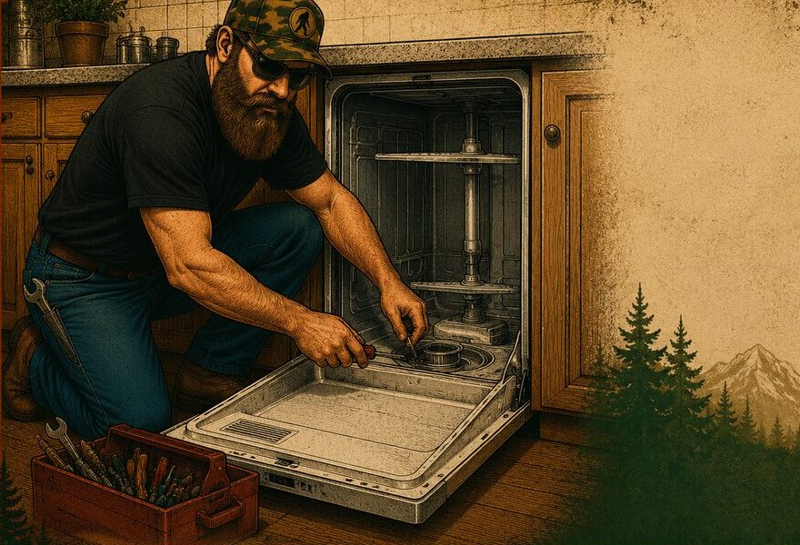 Chad performing dishwasher repair in Bryan–College Station
